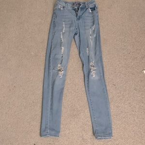 Ripped blue jeans